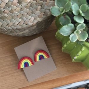 Handmade Rainbow Clay Stud Earrings